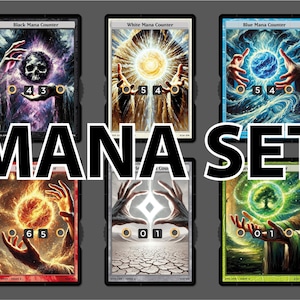 Ensemble de compteurs de mana avec affichage des chiffres – Magic the Gathering