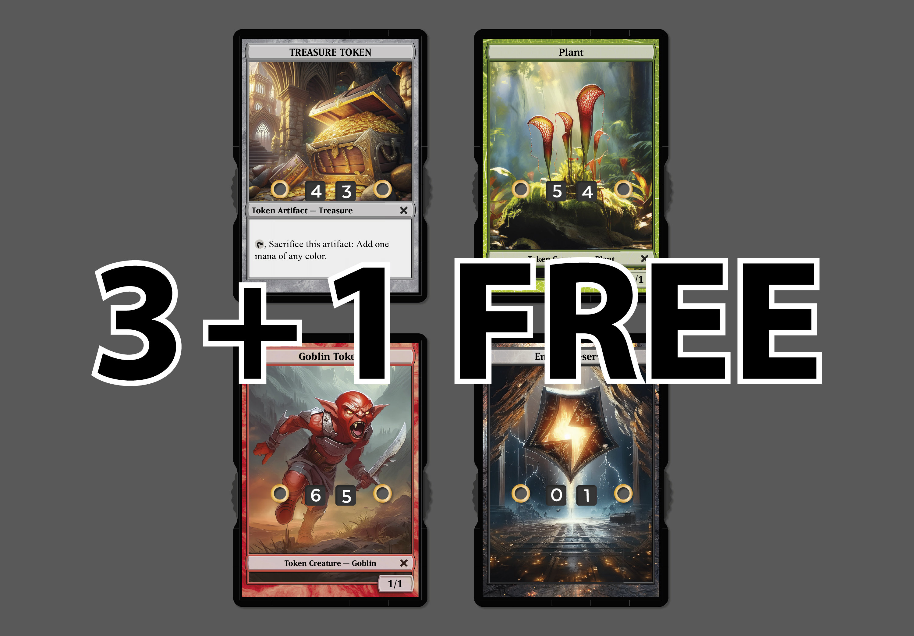 3 + 1 Free Token with Number Display