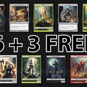 Pode incluir: Um conjunto de nove cartas de coleção que representam várias criaturas e personagens de fantasia. As cartas estão dispostas em uma grade com o texto "6 + 3 GRÁTIS" exibido abaixo. Cada carta apresenta uma ilustração e um texto exclusivos, incluindo o nome da criatura, seu tipo e seu poder/resistência.