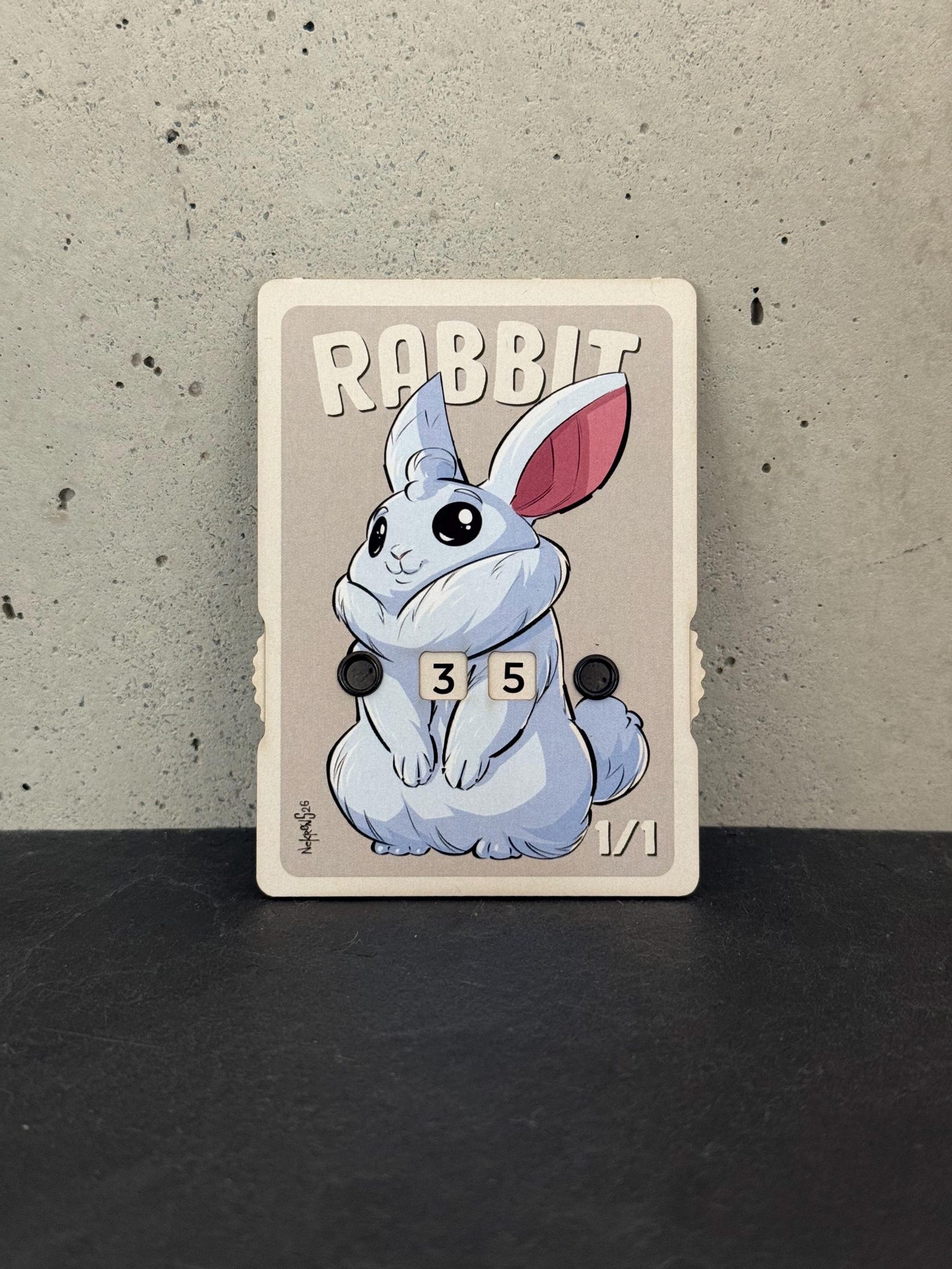 White Border ART SERIES 1/1 Rabbit Token Counter With Number Display ...
