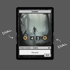 Ficha zombi 2/2 descompuesta con visualización numérica – Magic the Gathering