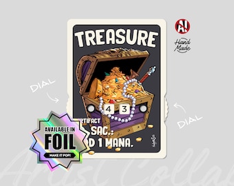 Ficha de Artefato de Tesouro da Série Arte com Borda Branca e Exibição de Número, Arte por nekr0ns – Magic the Gathering