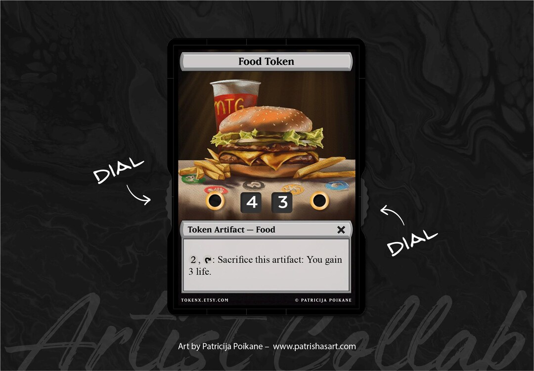 Helper Food Token Artist Collab Food Token With Number Display – Magic the Gathering - Etsy