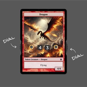 4/4 Dragon Token with Number Display – Magic the Gathering