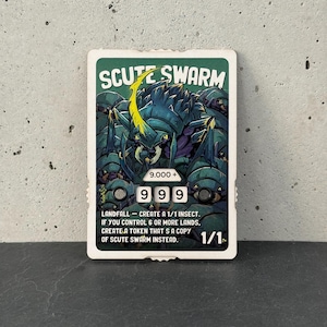 0 - 9.999 ART SERIES Scute Swarm Token Counter with Number-Display, Art by nekr0ns – Magic the Gathering