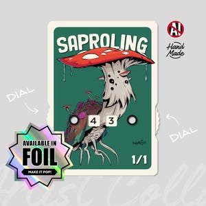 Compteur de jetons Saproling de la série ART à bordure blanche avec affichage numérique, illustration de nekr0ns – Magic the Gathering