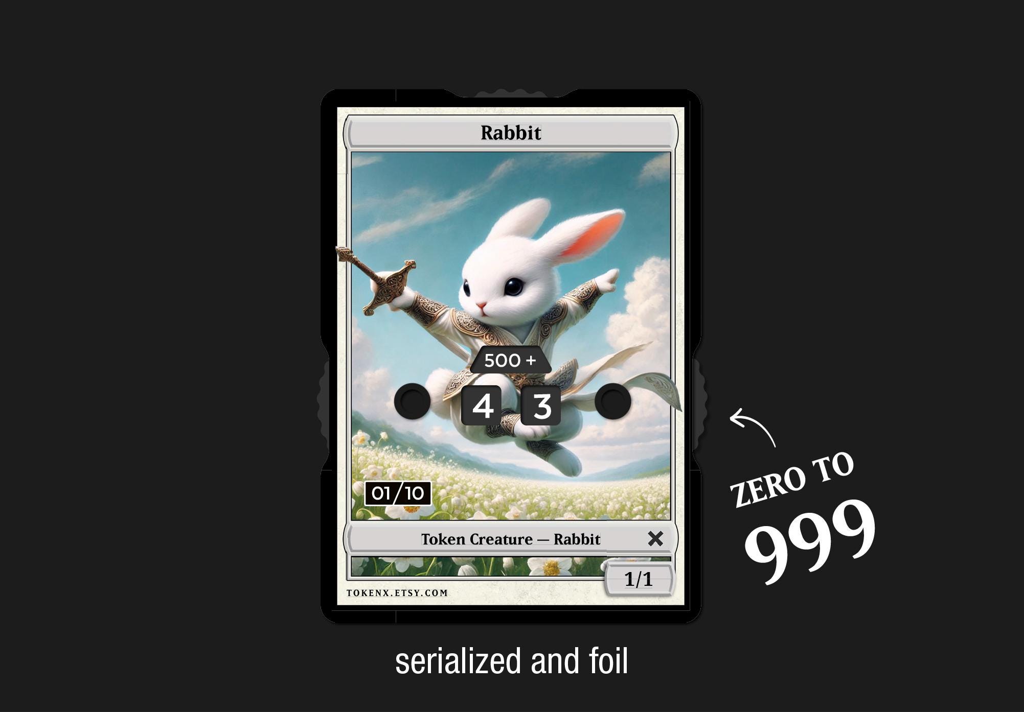 Serialized (X/10) Foil Rabbit Token With Number Display (0-999