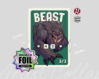 Ficha de Besta da Série Arte com Borda Branca 3/3 com Exibição de Número, Arte por nekr0ns – Magic the Gathering