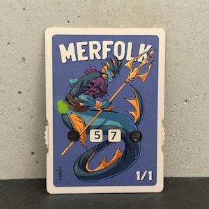 White Border ART SERIES Merfolk Token Counter with Number Display, Art by nekr0ns – Magic the Gathering