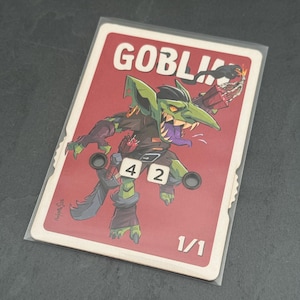 Compteur de jetons Gobelin à bordure blanche avec affichage numérique, illustration de nekr0ns – Magic: The Gathering