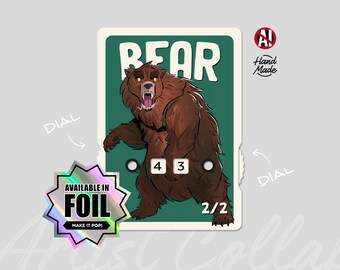 Marcador de Fichas de Urso da Série Arte com Borda Branca e Exibição de Números, Arte de nekr0ns – Magic: The Gathering