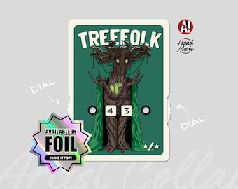 Contador de Fichas Treefolk da Série Arte com Borda Branca e Exibição de Números, Arte de nekr0ns – Magic the Gathering