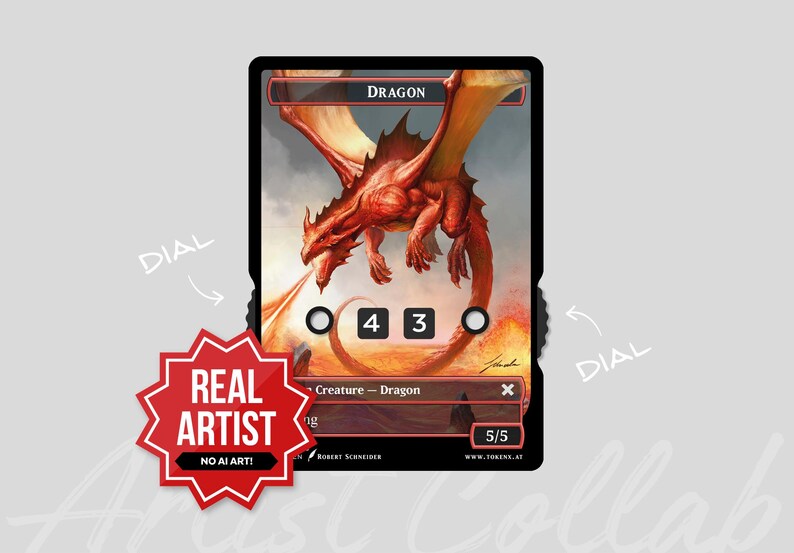 Dragoon Token ART SERIES 5/5 Dragon Token With Number-display, Art by Robert ...