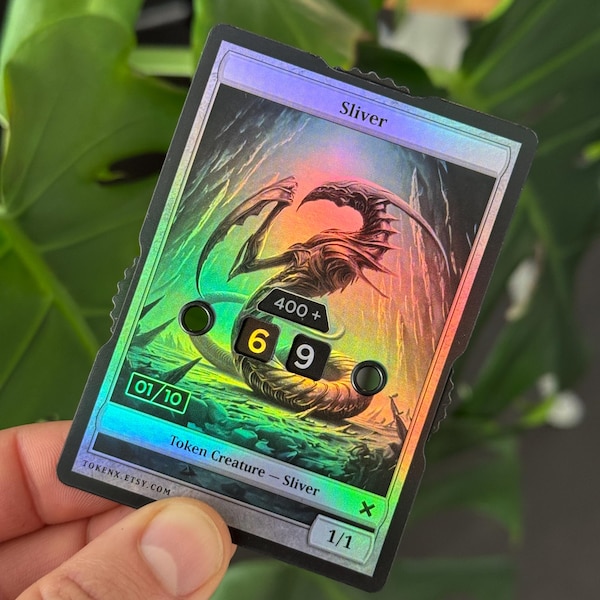 Serialized (X/10) Foil Sliver Token with Number Display (0-999) – Magic the Gathering