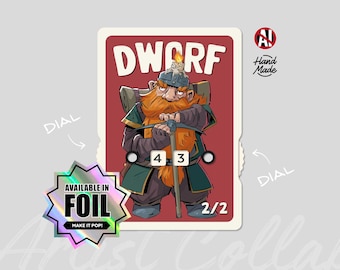 Contador de Fichas Anão 2/2 da Série Arte com Borda Branca e Exibição de Número, Arte por nekr0ns – Magic: The Gathering
