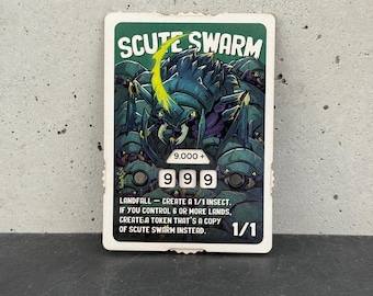 0 - 9.999 SÉRIE DE ARTE Contador de Fichas Scute Swarm com Exibição de Número, Arte por nekr0ns – Magic the Gathering