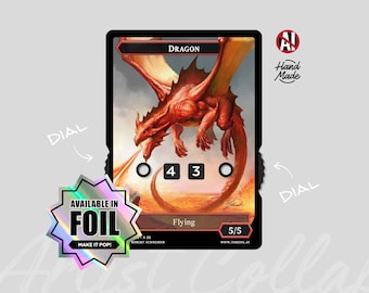 SÉRIE DE ARTE 5/5 Ficha de Dragão com Exibição de Número, Arte de Robert Schneider – Magic: The Gathering