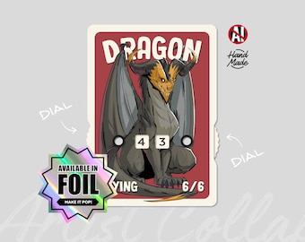 Contador de Fichas de Dragão da Série Arte com Borda Branca 6/6 com Exibição de Número, Arte por nekr0ns – Magic the Gathering