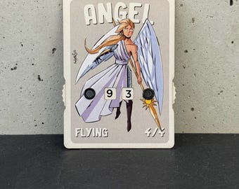 Marcador de Fichas de Anjo da Série Arte com Borda Branca e Exibição de Números, Arte de nekr0ns – Magic: The Gathering
