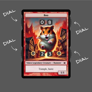 Ficha de Hámster Boo 1/1 con pantalla numérica – Magic the Gathering