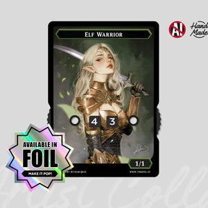 SÉRIE DE ARTE 1/1 Ficha de Elfo Guerreiro com Número de Identificação, Arte de Rabi3r11 – Magic: The Gathering