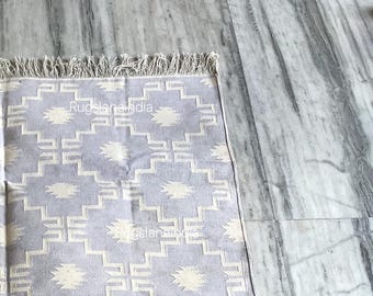 Blue And White Kilim Rug 9x12, Handwoven Kilim, Blue Kilim Rug, Flatweave 9x12 Rug, Blue Geometric Rug,Cotton Blue Rug 8x10,Indoor Kilim Rug