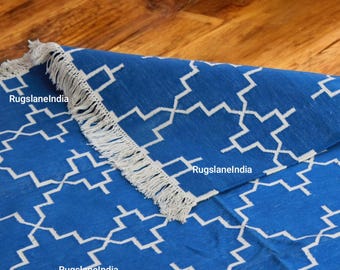 Blue Flatweave Rug, 9x12 Blue Rug, 10x14 Rug, Living Room Rug 8x10, Blue Flatweave, 8x10 Indoor Kilim, 9x12 Navy Blue Rug, Handwoven BlueRug