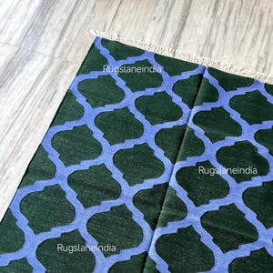 Blue Green Kilim 9x12, Blue Rug 9x12, Navy Blue Kilim Rug, Blue Flatweave Rug, Blue Geometric Rug, cotton Blue Rug 8x10, Indoor Blue Kilim,