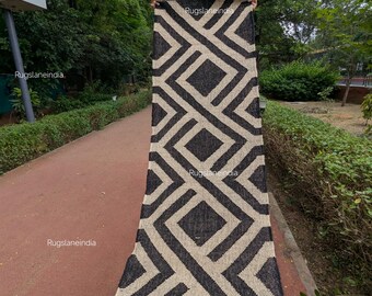 Schwarz-Weißer Treppenläufer, Kelim Treppenläufer, 2x25 Läufer, Läuferteppich für Treppen,Eingangsläufer,Flachwebläufer, Teppiche für Balkon