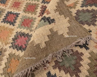 Kilim Rug 9x12, Wool Jute Rug, 8x10 Kilim Rug, Navajo Kilim Rug, Indoor Kilim Rug, Geometric Kilim Rug, Jute Kilim, Handwoven Kilim 9x12 Rug