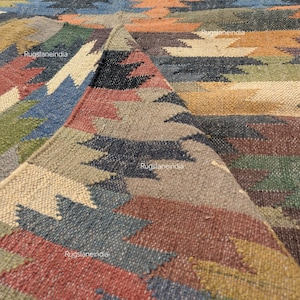 Handmade Navajo Kilim Rug, Accent Rug, Indian Kilim Rug, Dinning Room 4x6 ft. Wool Jute Kilim Rug, Jute Kilim 9x12 Rug, Wool Kilim Rug 8x10