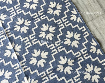 Blue Floral Kilim 9x12, Kilim Rug 8x10, 6x9, White Flower Rug, Navy Blue Kilim Rug,Blue Flatweave Rug, Blue Flower Rug, Cotton Blue Rug 8x10