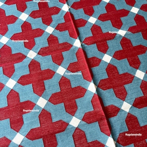 200x250 Plus Zeichen Design Baumwolle Flachgewebe Teppich, Traditioneller Dhurrie Teppich, Teppich in Sondergröße, Teppich für Schlafzimmer,