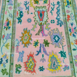 Bedroom Pink Oushak, 8x10 pink oushak, 9x12 pink oushak, modern pink oushak rug pink oushak 9x12, Pink rug for living room,pink oushak 10x12