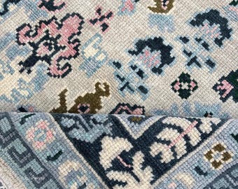 9x12 Hand Knotted Oushak Turkish Rug, Wool Area Rug 6x9, 8x10, 10x14. 9x12 Wool Area Rug, 10x14 0ushak Rug, 8x10 Oushak Rug White (Any Size}