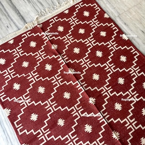 6x9 Red Cotton Rug, 8x10 Flatweave Rug, 8x10 Cotton Reversible Rug, Modern Cotton Rugs,6x9 Cotton Flat Woven Rug , Bedroom Rug 8x10 All Size