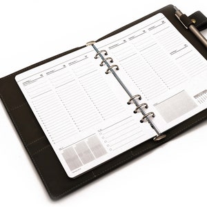 Calendar 2025 A5 ring binder inserts 1 week/2 pages lengthwise for Filofax, Bind, Time System etc. with 6-hole punch