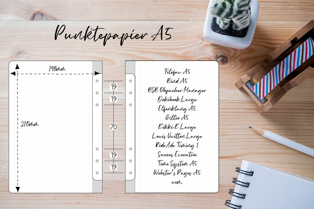 Papetuum 2024 A5 Calendar Insert – 1 Week/2 Pages, German Holidays, Address Section, For Filofax & TimePlanner