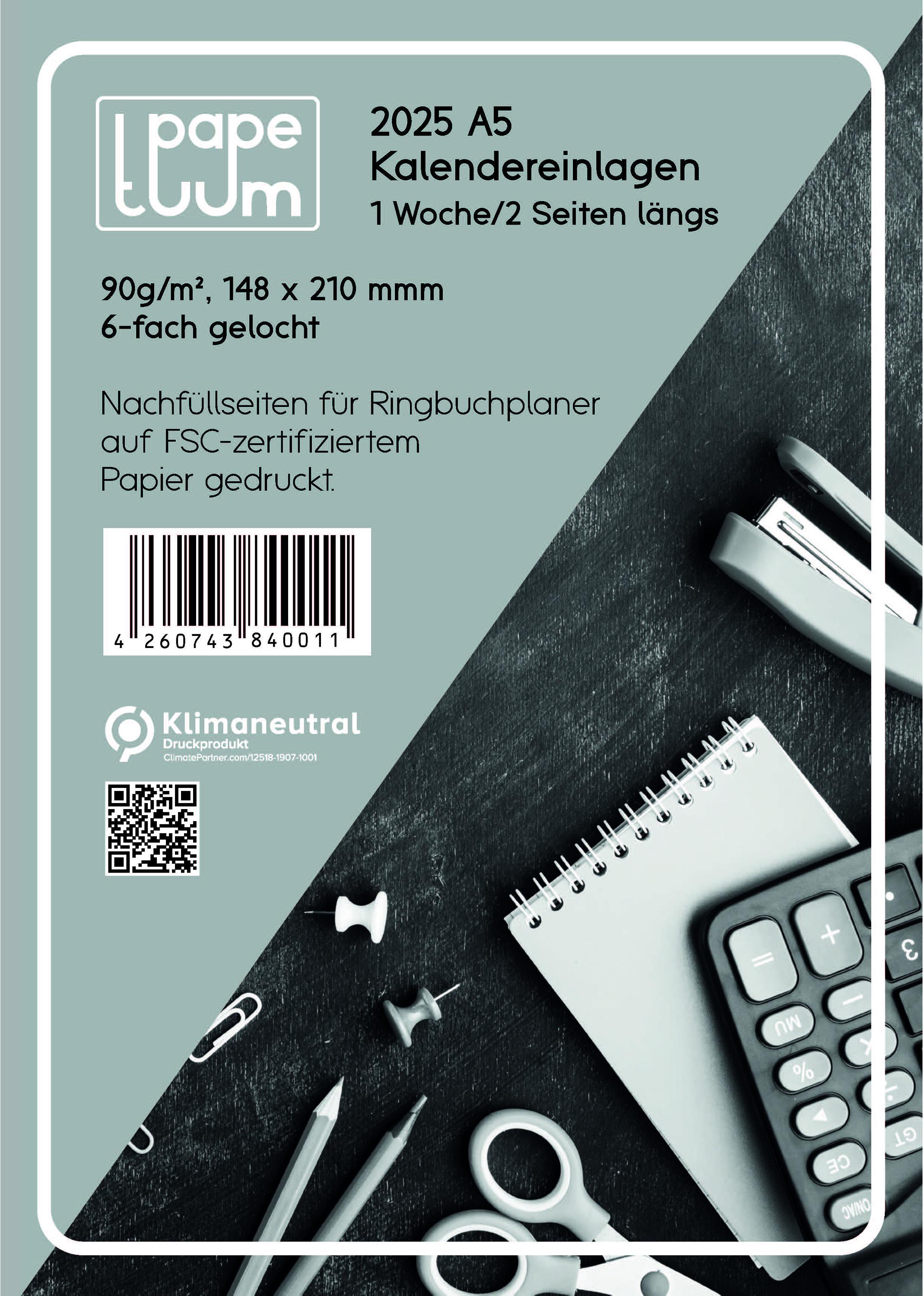 2026 Calendar A5 Ring Binder Inserts EXTRA WIDE