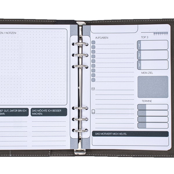 PAPETUUM Planificateur journalier pour reliseurs A5 pour FILOFAX | Websters | Kikki K | Obpacher | TimeSystem To-Do Daily 6 trous 75 feuilles 100g