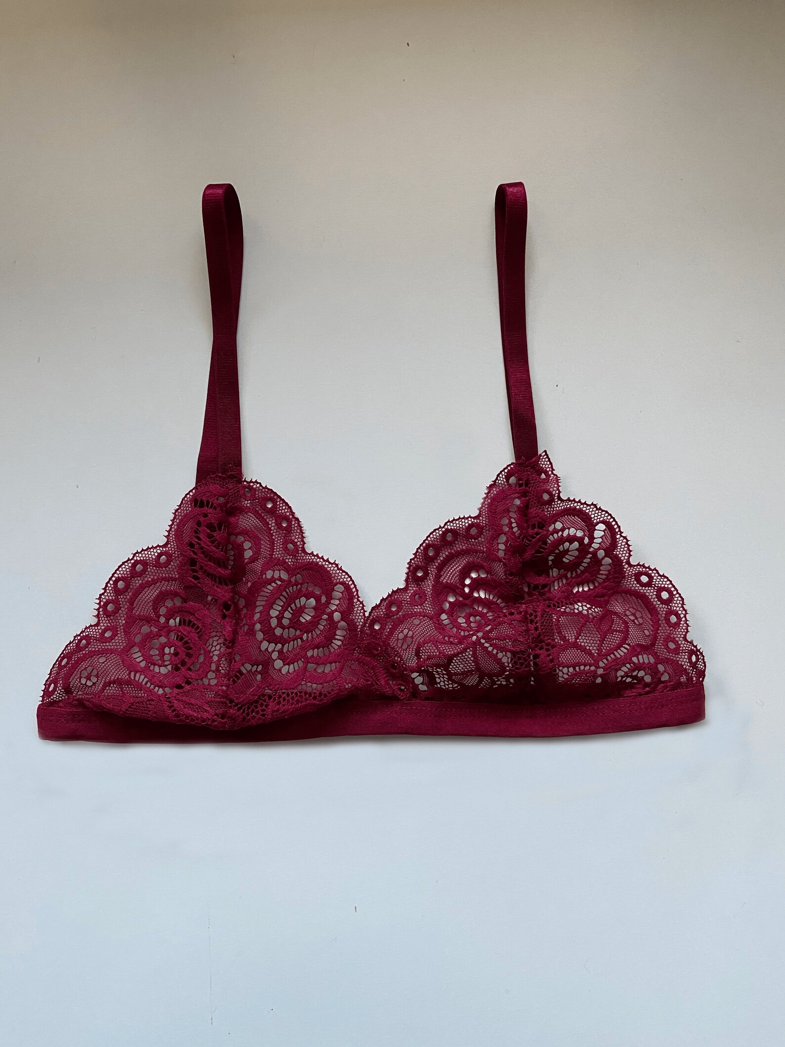 Rose Red Lace Bra Etsy