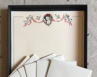 Cupid and Cherubs Illustration - Vintage Style Writing Paper Set with Envelopes - A4