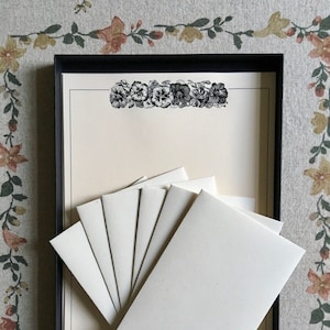 Juego de papel para escribir con sobres, estilo victoriano, ilustración floral, pensamientos, tamaño A4