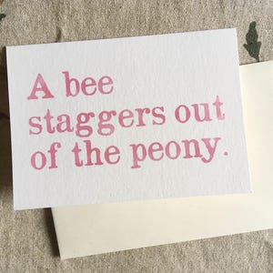 Aquarel kaart haiku basho | Pioen | Blanco binnenkant | Met envelop