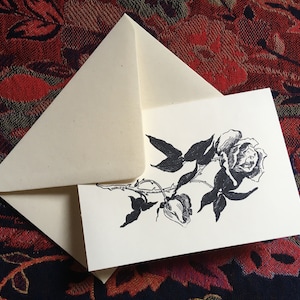 Rose Greetings Card (Blank Inside) Victorian Style Illustration