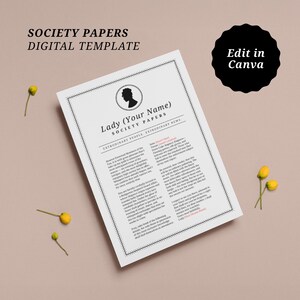 Bridgerton Themed Party Invite - Society Papers Digital Bundle - Editable Canva Template