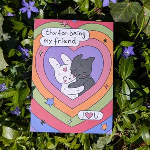 Liebe Postkarte für Freunde- Thx for being my friend, i love you - beste Freunde - Geburtstag oder einfach so