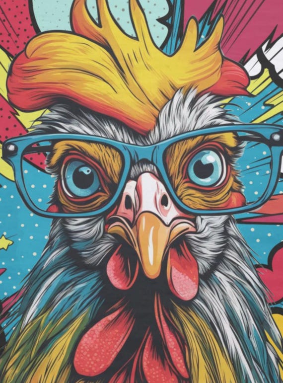 Pop Art Chicken Decoupage Paper