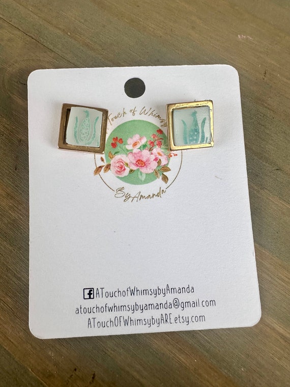 Pyrex Amish Butterprint Earrings, Broken China Earrings