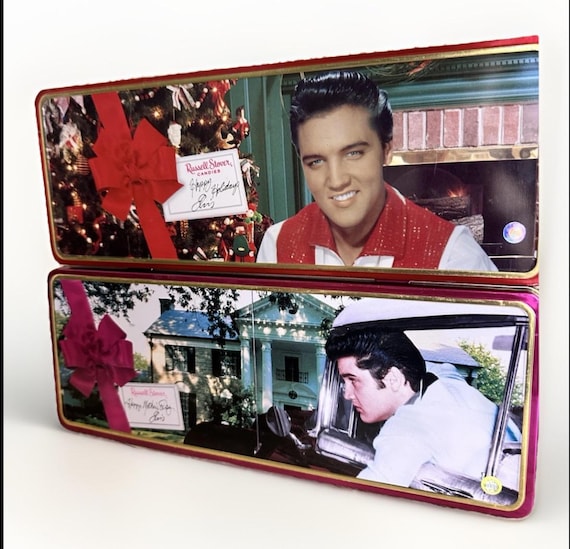Lot Of 2 Vtg. Elvis Presley Russell Stover Holiday Tin 1997 Empty 12” RARE